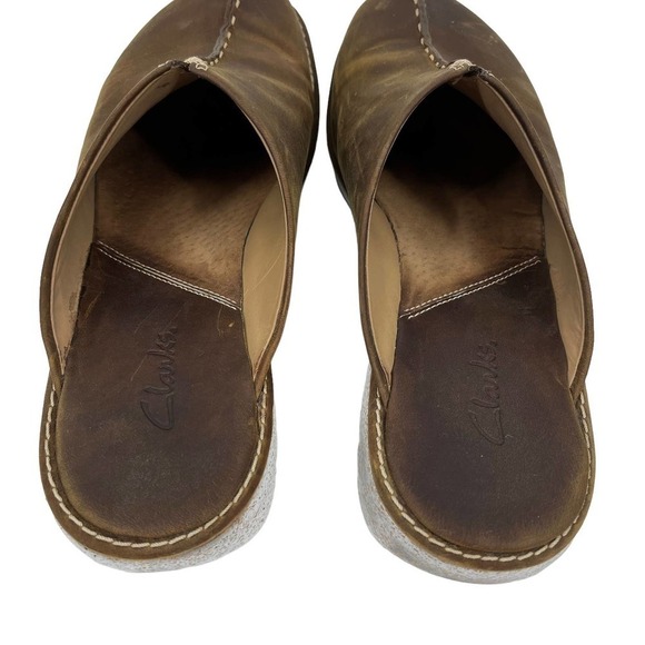 Clarks Shoes Mitchell Clogs Brown Leather 7 M - Picture 7 of 10